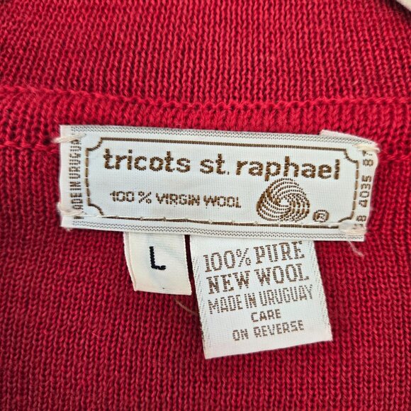 Vintage Tricots St. Raphael 100% Virgin Wool Cardigan Sweater Size Large - Picture 3 of 5